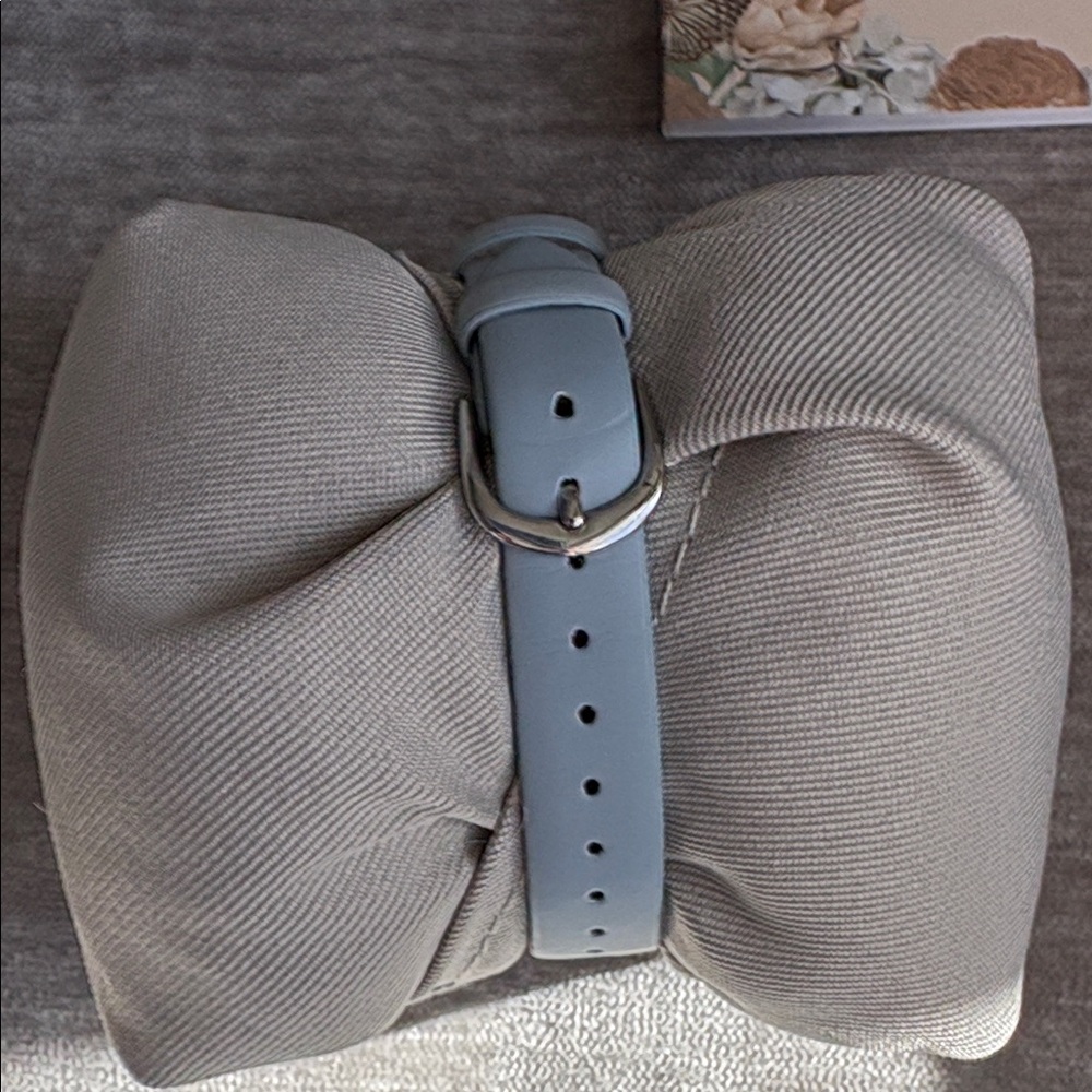 Olivia Burton Floral Watch - Silver/Light Blue Leather Strap - Picture 5 of 11